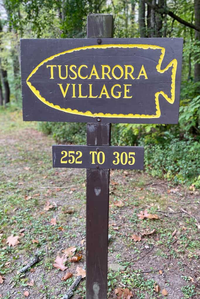 Sign for campground loop called "Tuscarora Village."
