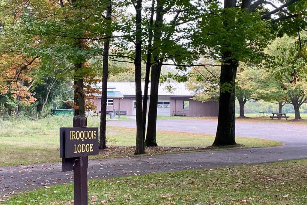 Sign for Iroquois Lodge.