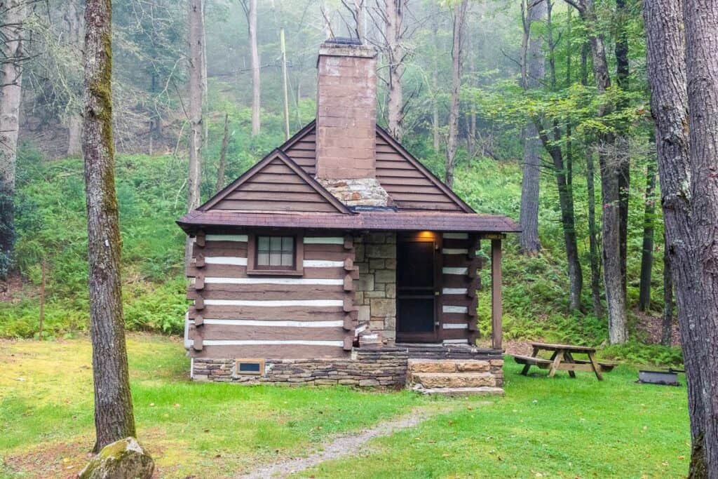 Small wood cabin.