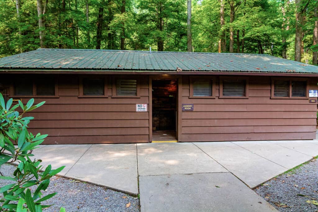 Laundry room at Audra State Park campground.