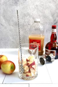 Apple slices in glass.