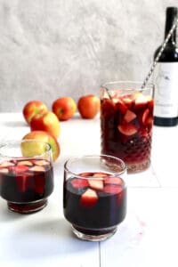 Apple cider sangria in glasses.