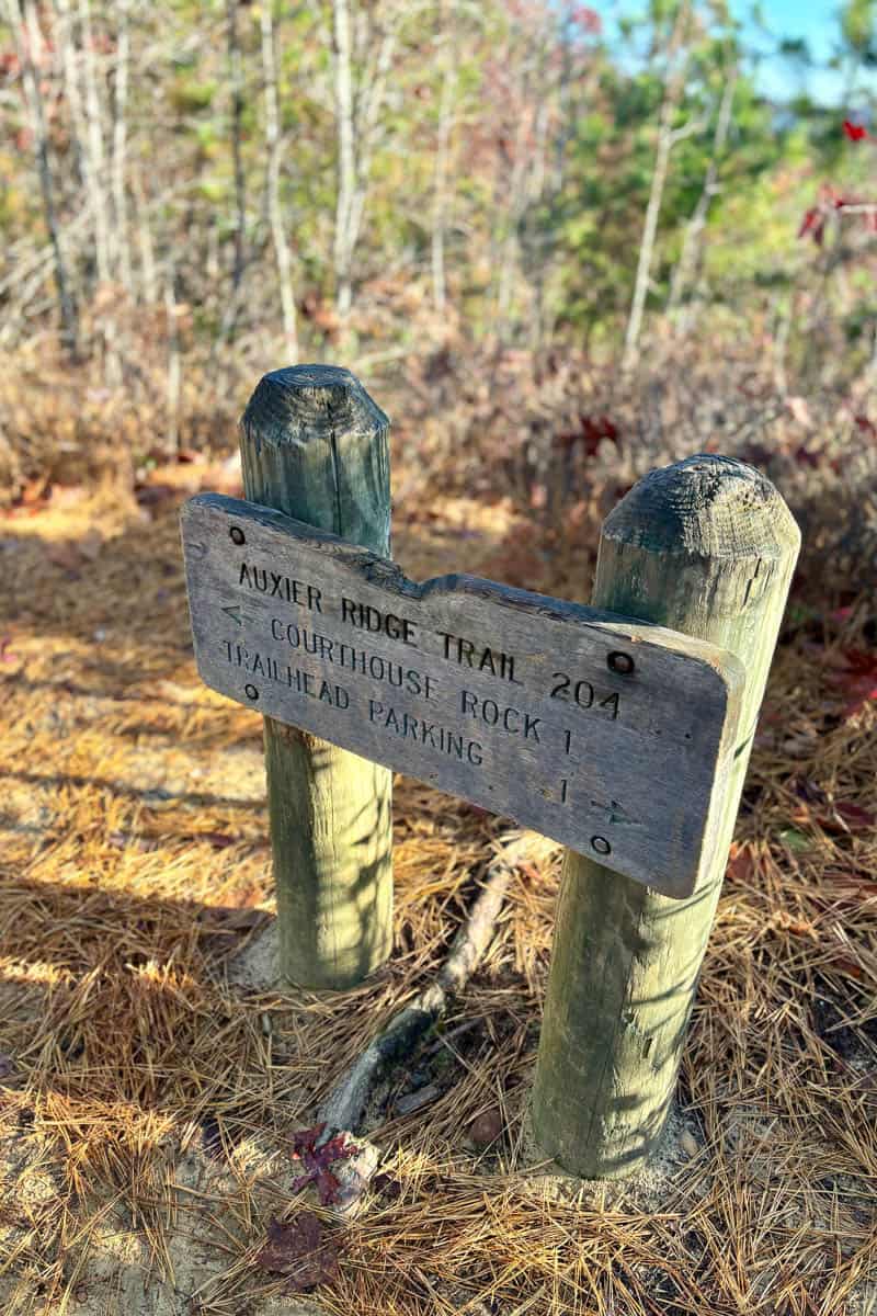 Sign for Auxier Ridge and Courthouse Rock trails.