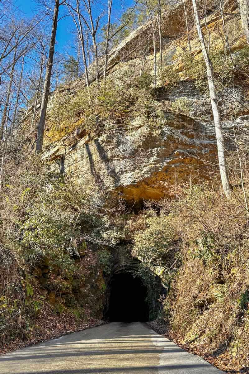 tunnel through rock.