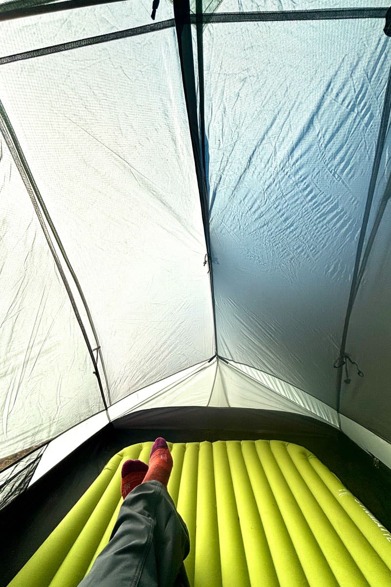 Sleeping pad inside tent.