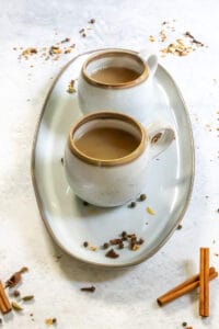 Two cups of mulled apple cider.