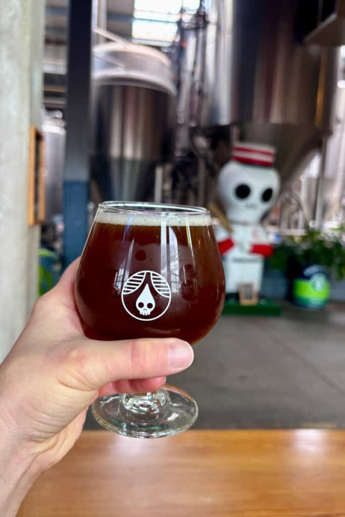 Glass of Rhinegeist beer.