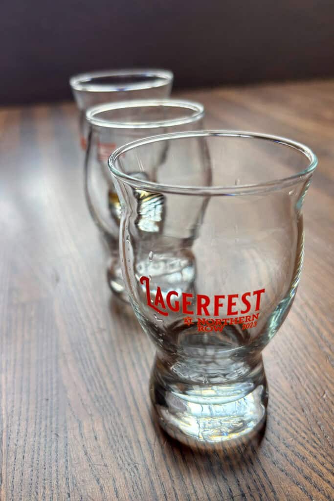 Glasses printed with Lagerfest logo.
