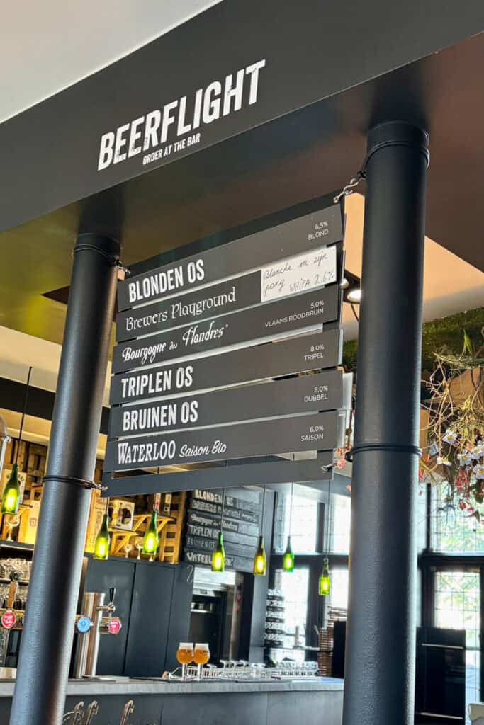 List of beers on tap.
