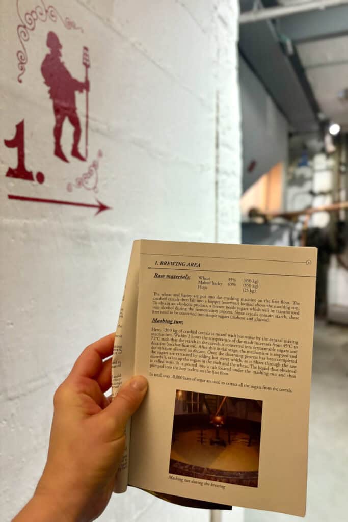 Open pamphlet describing brewing process at Cantillon.