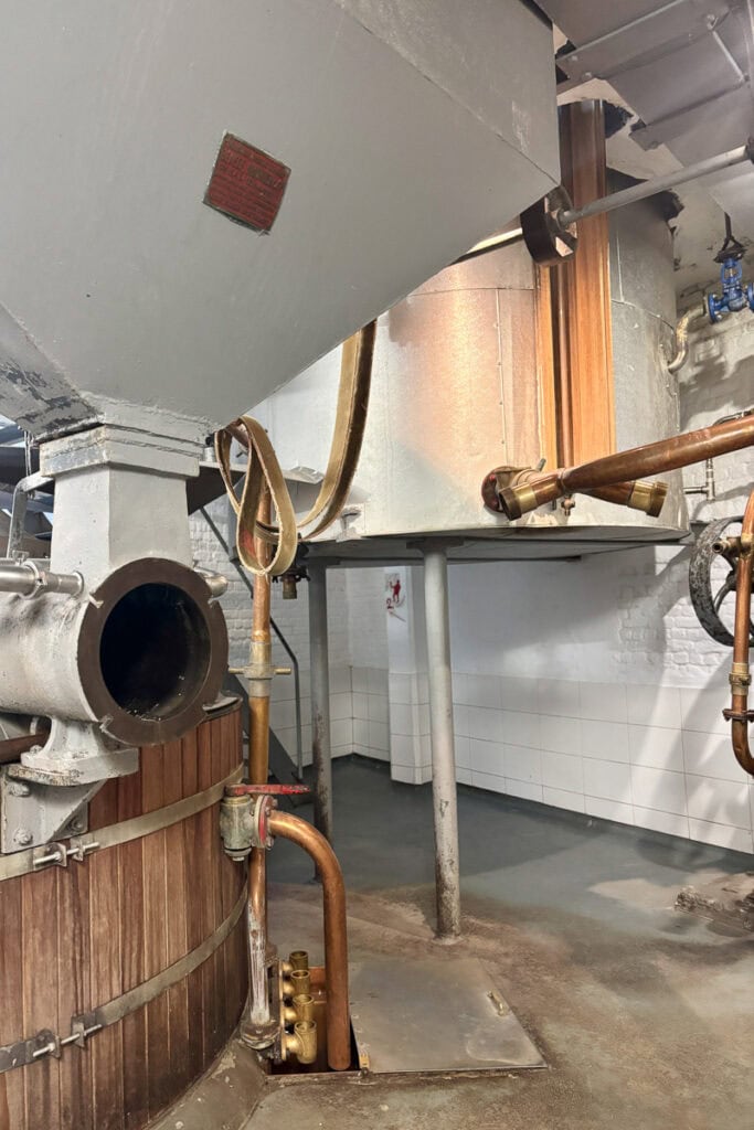 Wooden vat used in beer brewing.