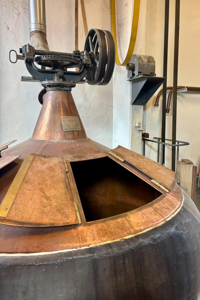 Large metal tank for brewing.