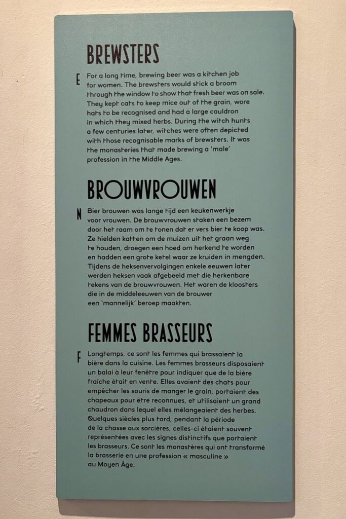Sign explaining history of female brewers.