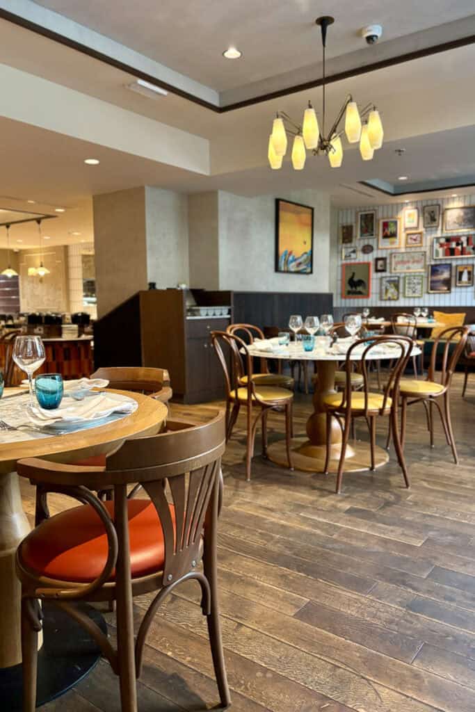 Indoor dining area at Rotisse.