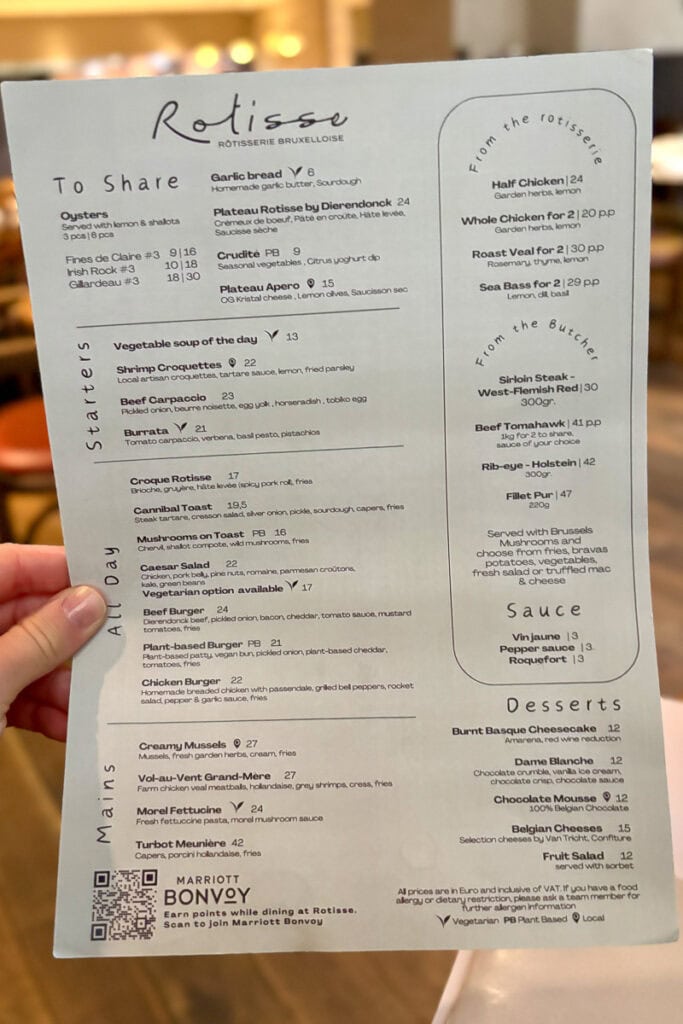 Menu at Rotisse.