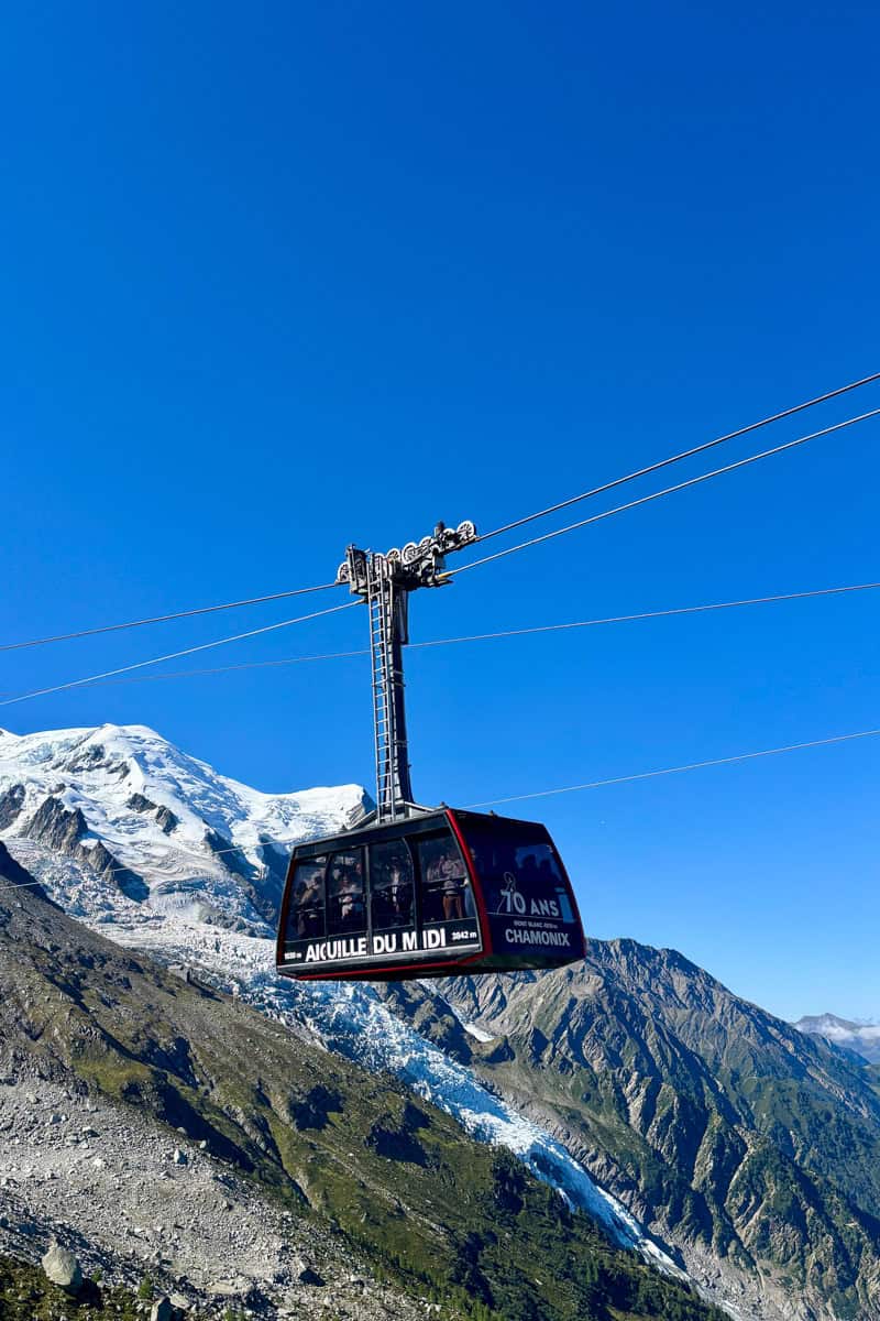 Cable car labeled Aiguille du Midi.