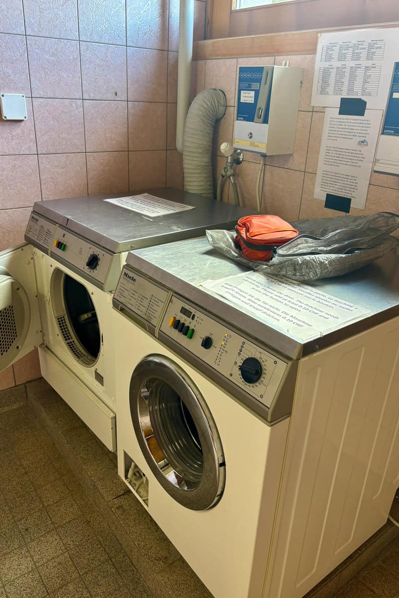 Laundry room at Camping des Glaciers.