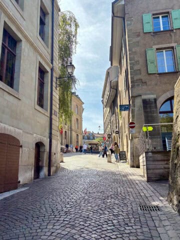Cobbled street in Geneva.