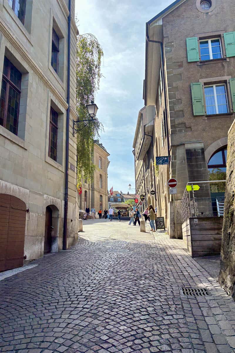 Cobbled street in Geneva.