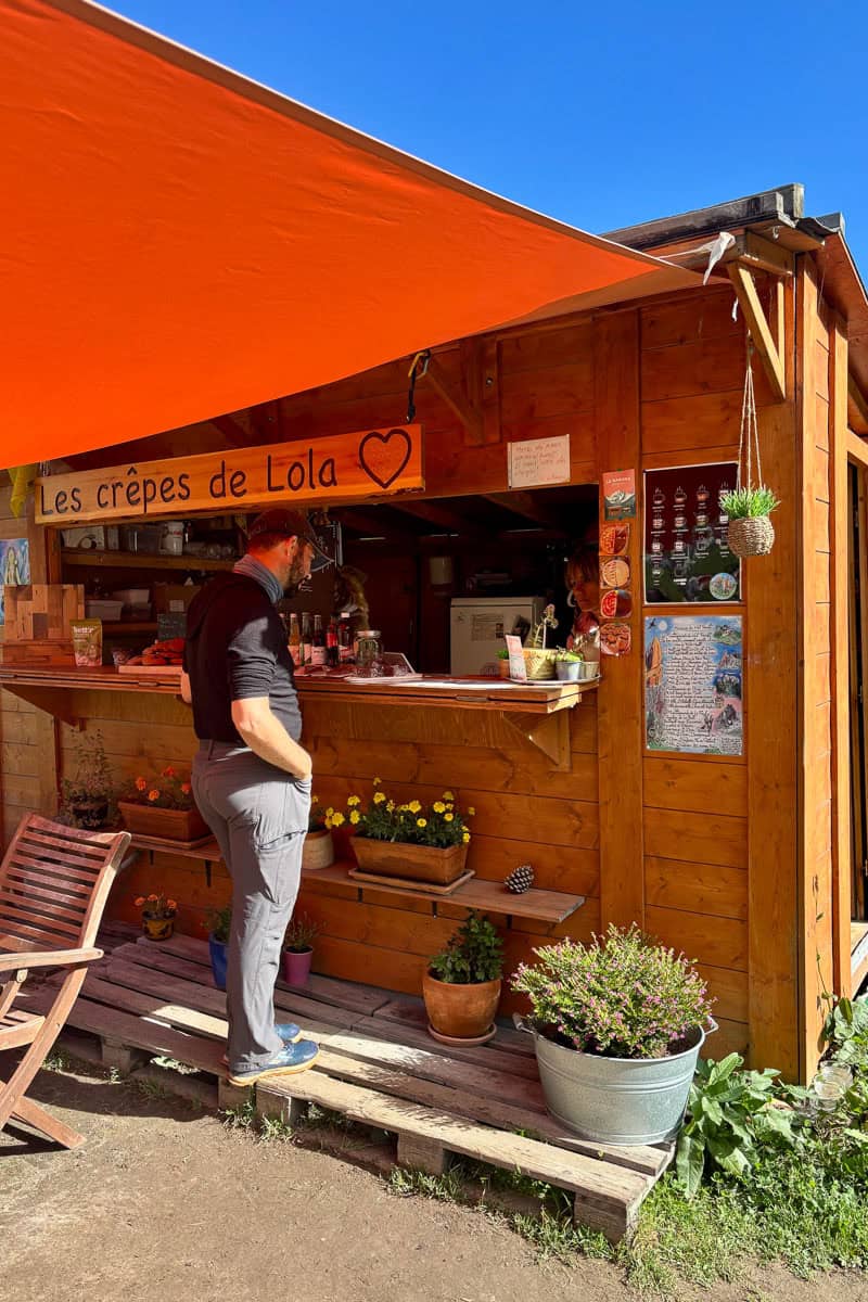 La Kabana Crepe Shop, a place to sample some of the best food and drink on the Tour du Mont Blanc.