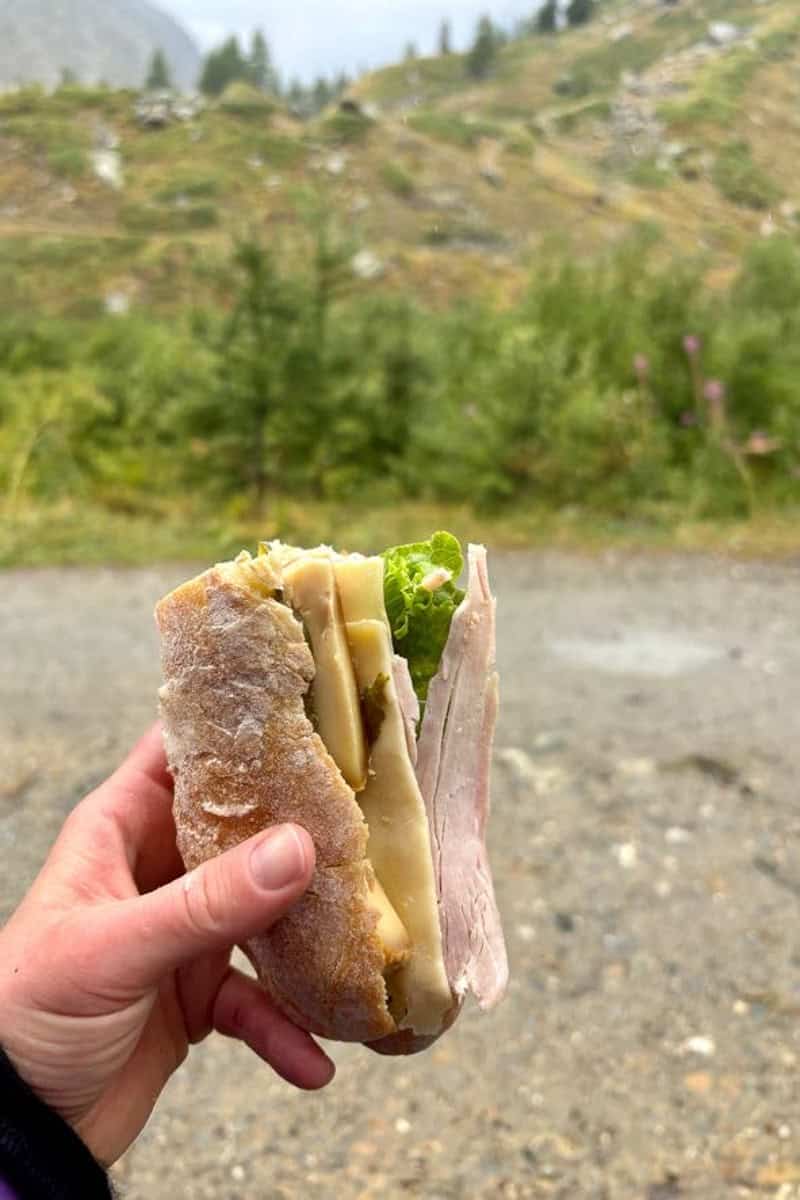 Pre-made sandwich from camp store.