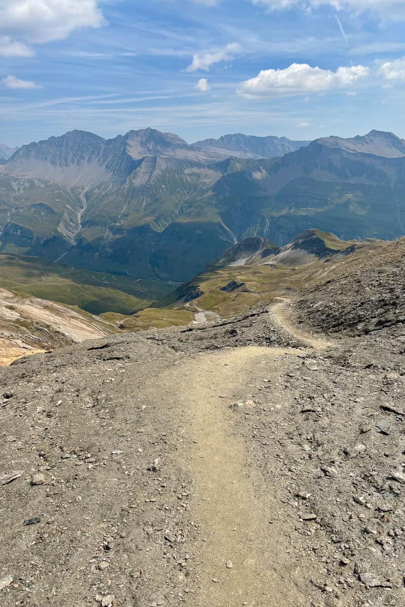 View of mountain range from Col des Fours.