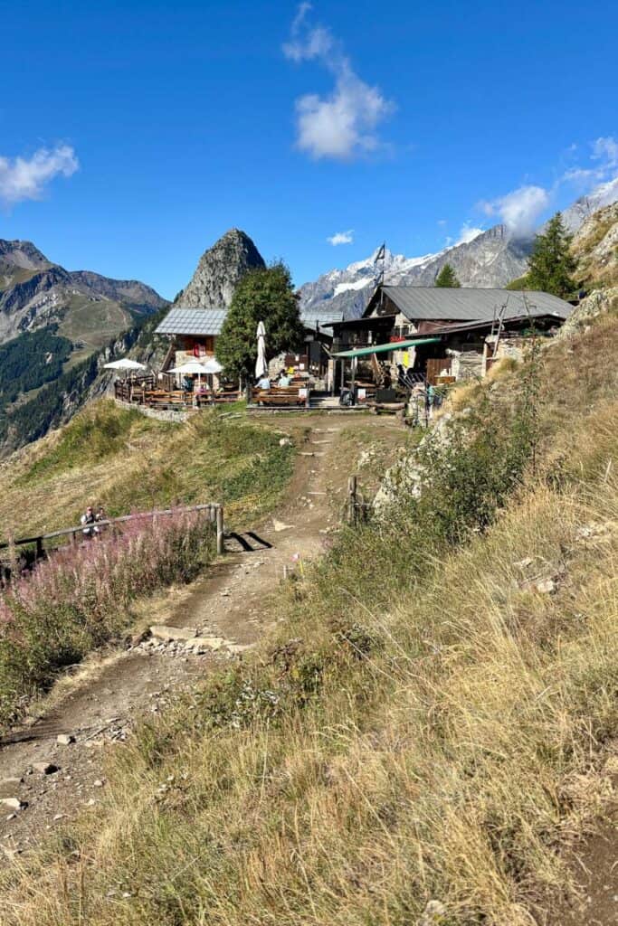 Refugio Bertone, a backpackers outpost set in the midst of mountain scenery on Stage 5 of the Tour du Mont Blanc.