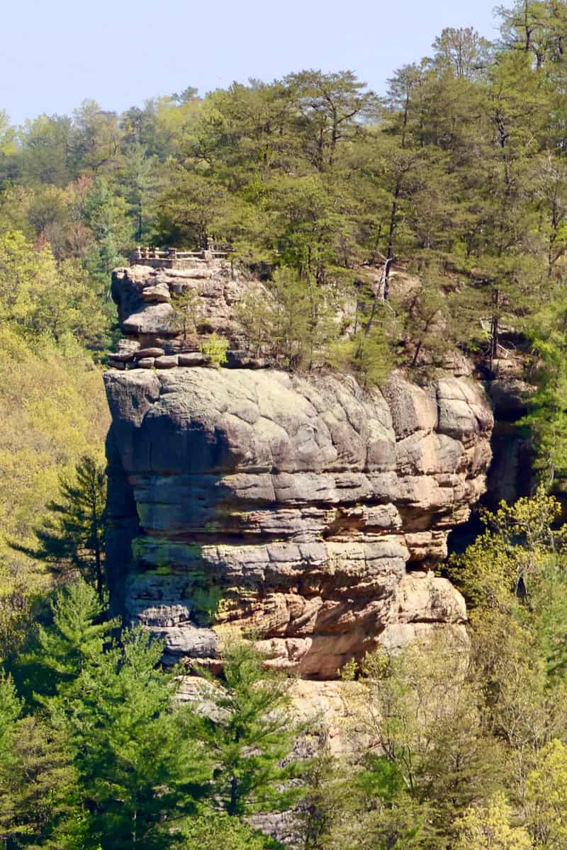 View of Chimney Top rock formation in Red River Gorge.