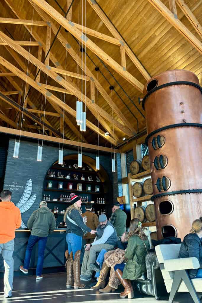 Visitors to Wild Turkey Distillery in waiting area.