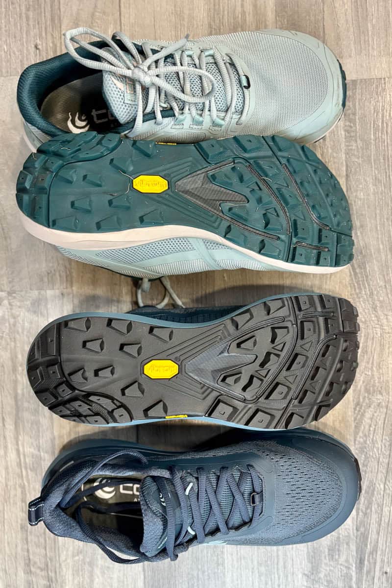 View of tread on soles of Terraventure 4 and Terraventure 5 shoes.