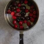 Cherries in saucepan.