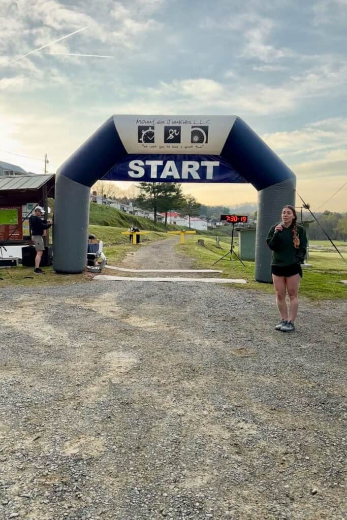 Inflatable starting line at New River Races.