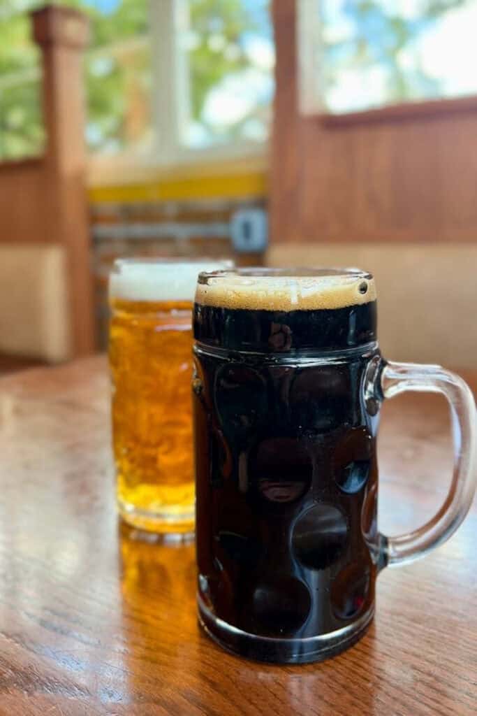 Two glasses of beer at Arbor Brewing Company.