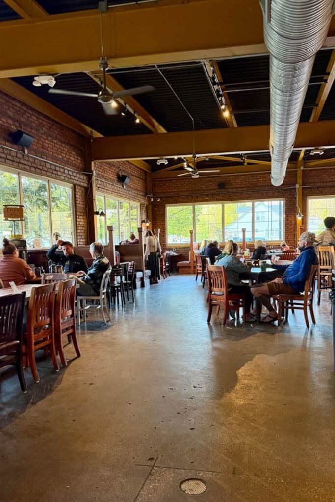 Indoor dining area at Arbor Brewing Company.