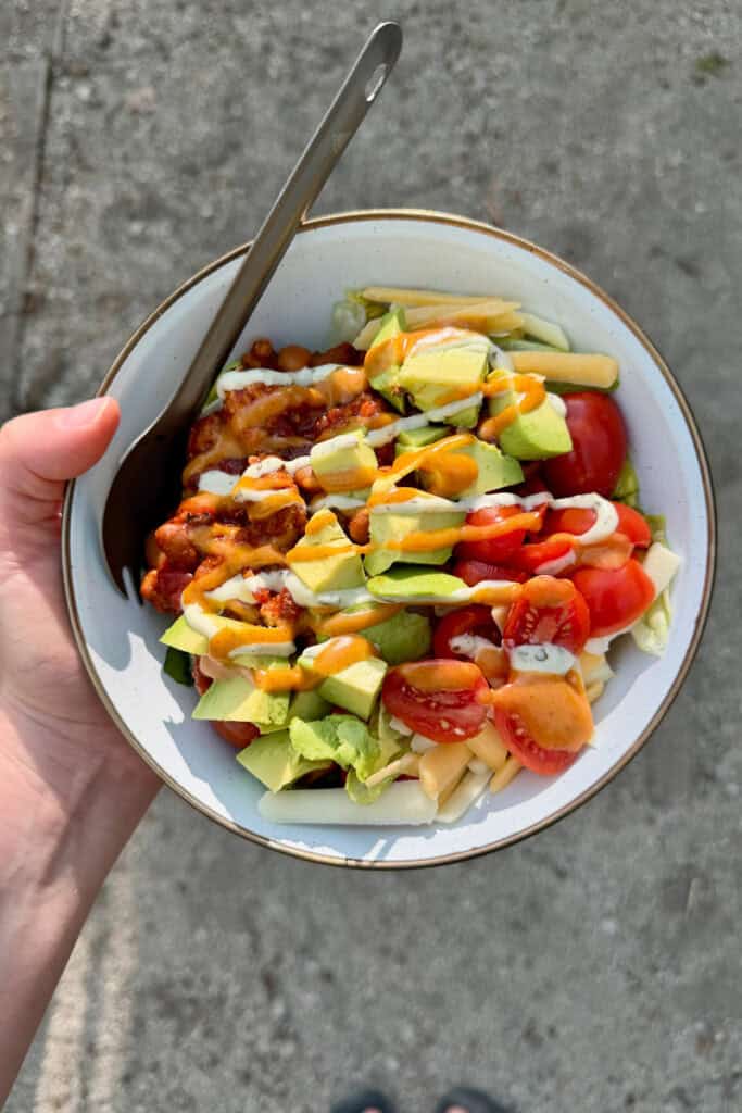 Bowl full of camping taco salad.