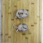uncooked mackerel steaks bound into a medallion.