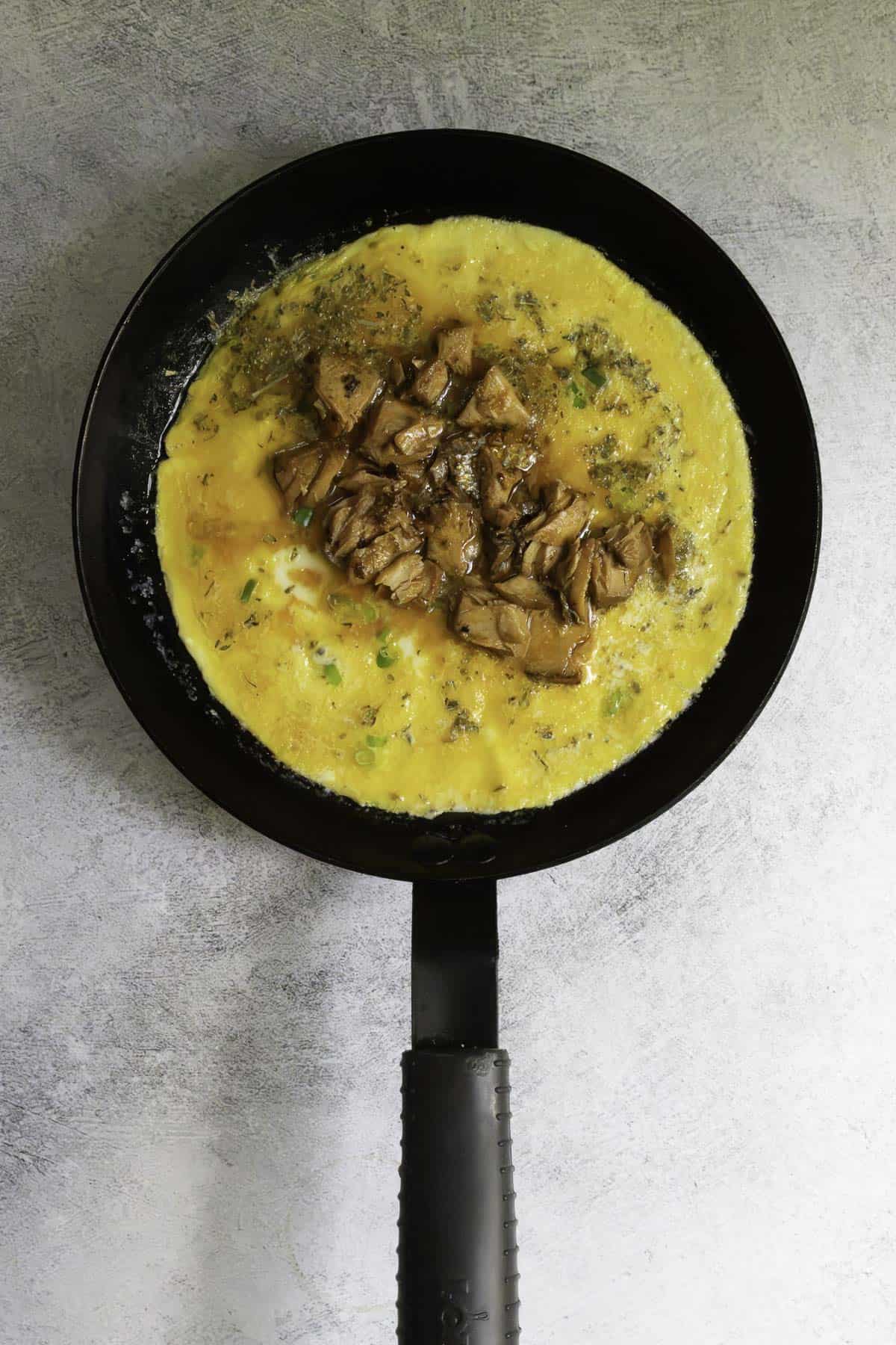 omelette just before rolling.