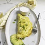 smoked salmon omelette on serving dish.