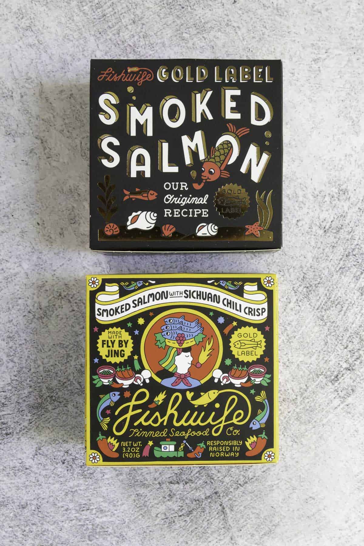 canned smoke salmon containers.