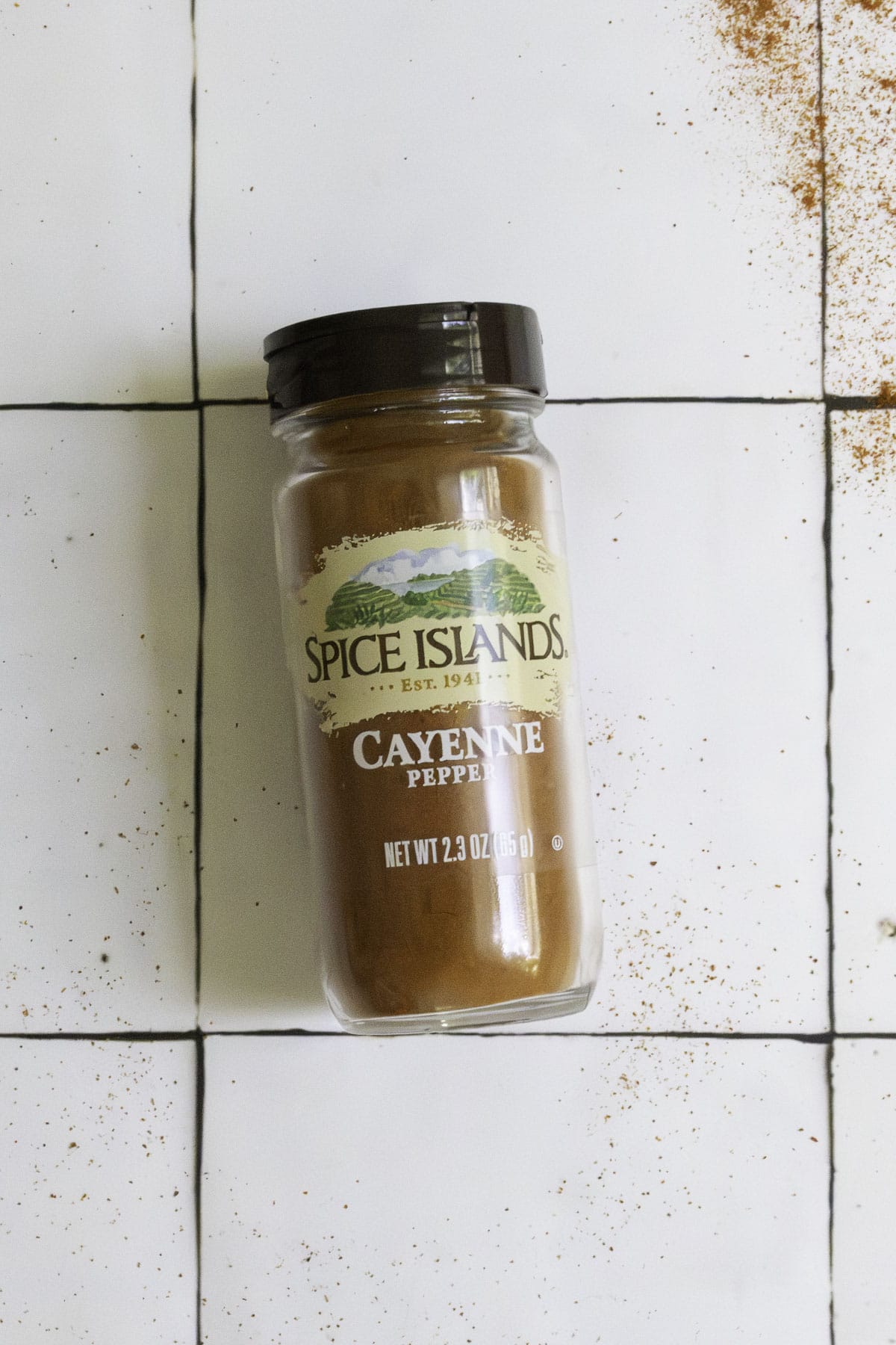 Jar of cayenne pepper.