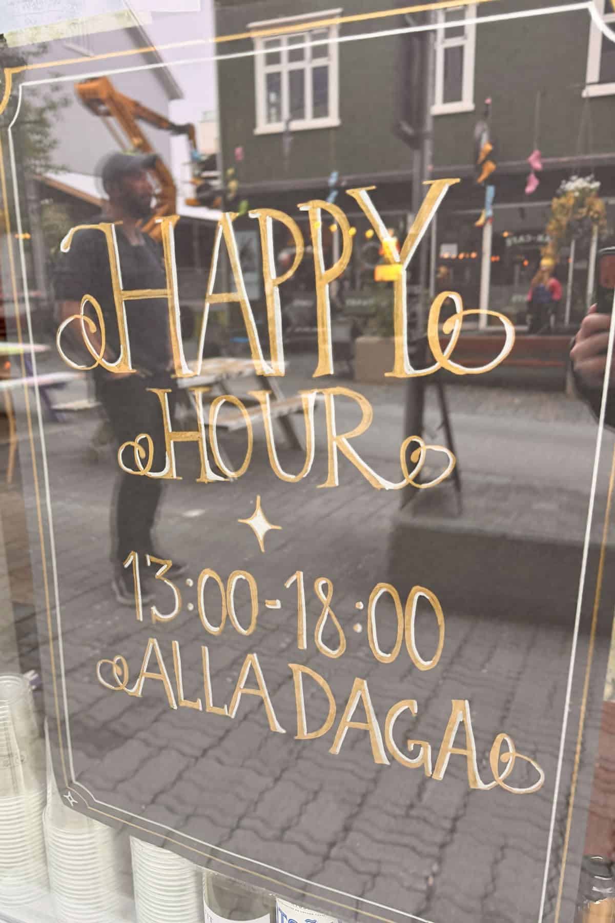 Sign for happy hour.